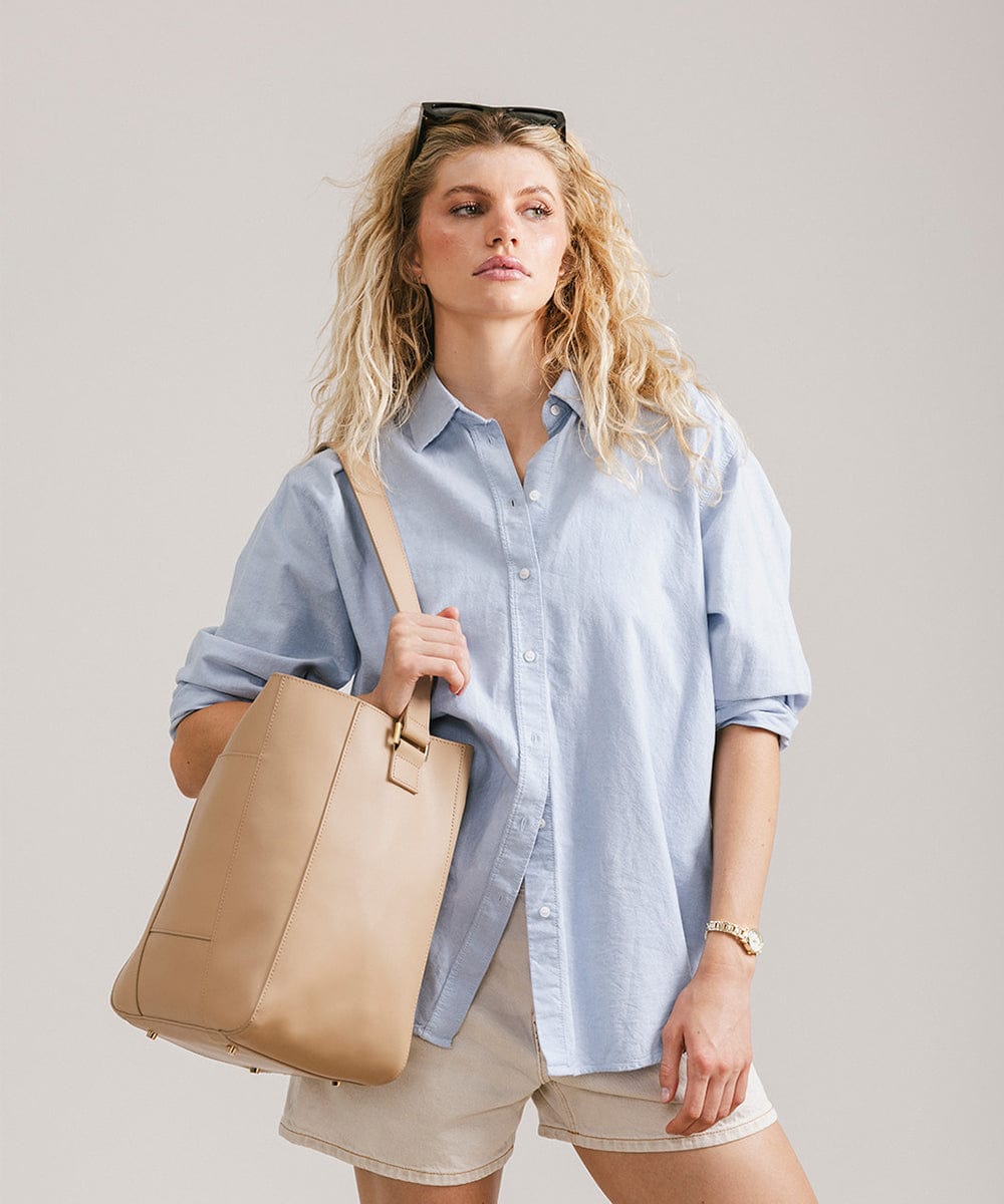 Dia Everyday Leather Tote Bag - GIGI PIP #color_tan