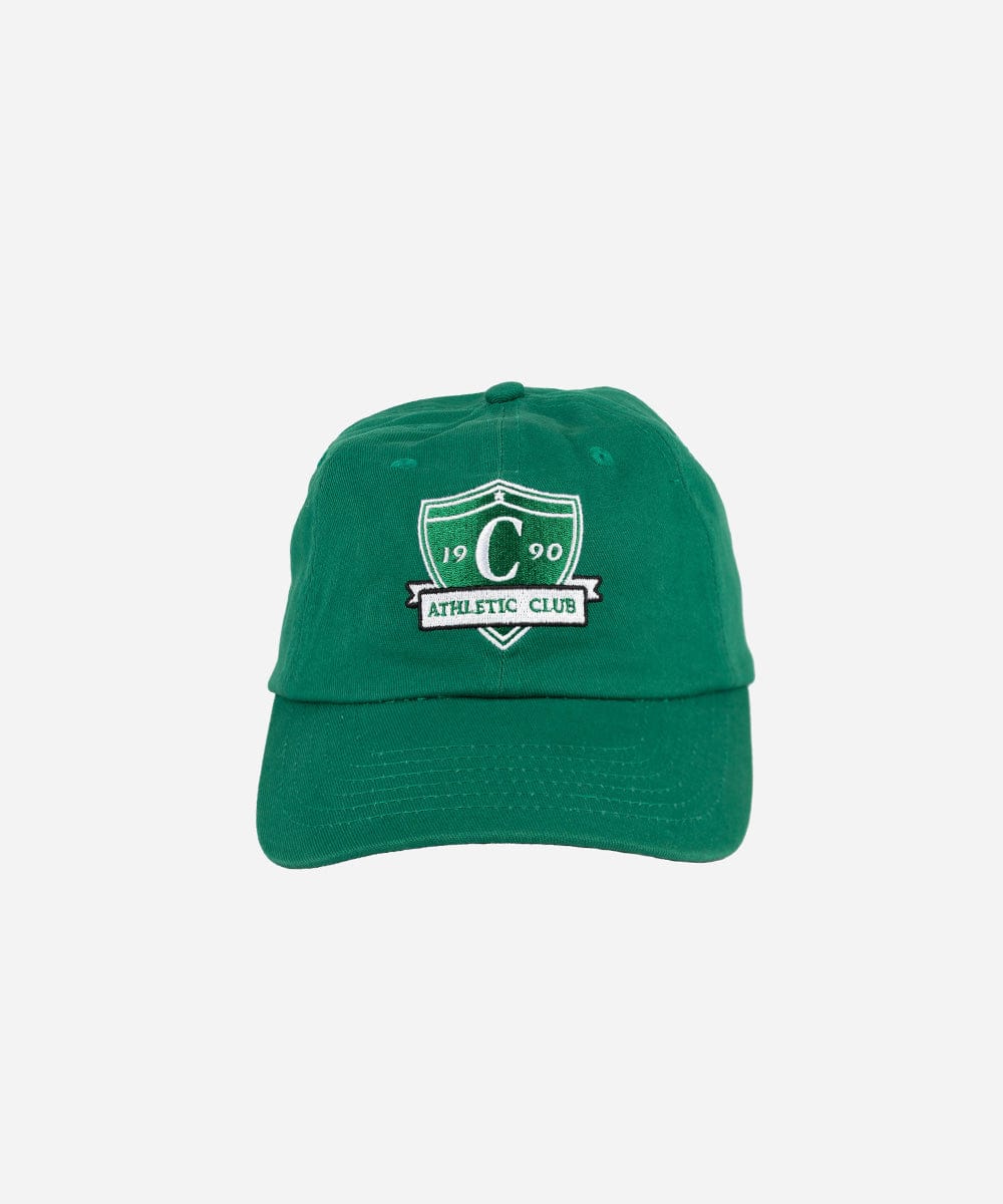 A green ball cap with a logo containing the text 'ATHLETIC CLUB' on a white background #color_green