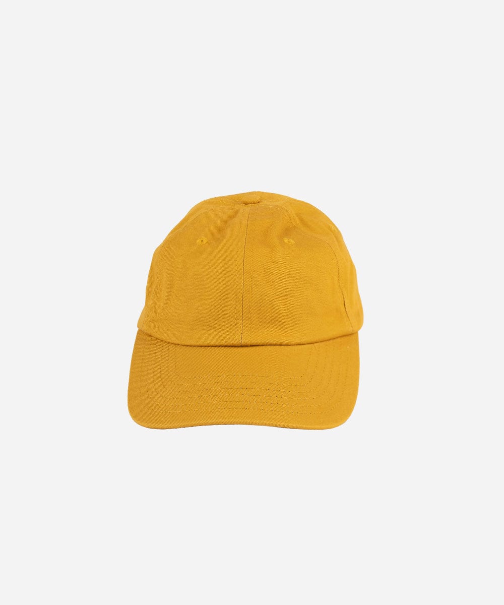 A mustard colored ball cap on a plain background #color_mustard