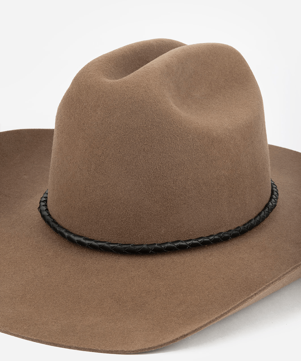 Brown cowboy hat with a black band on a white background #color_black