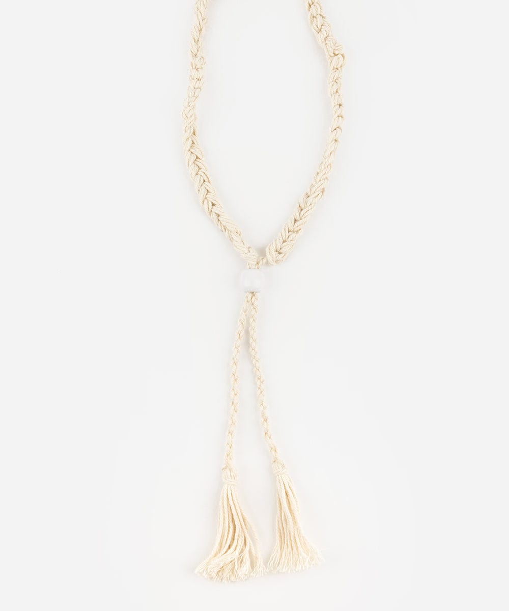 A natural white colored braided rope hat band on a plain background #color_natural white