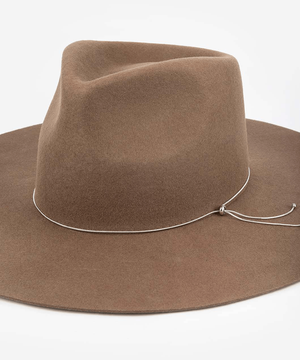 Brown cowboy hat with a silver band on a white background #color_silver