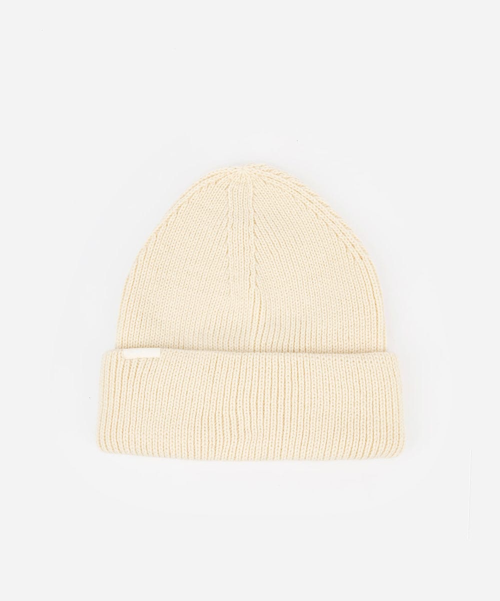 Beige knit beanie on a light gray background #color_off white