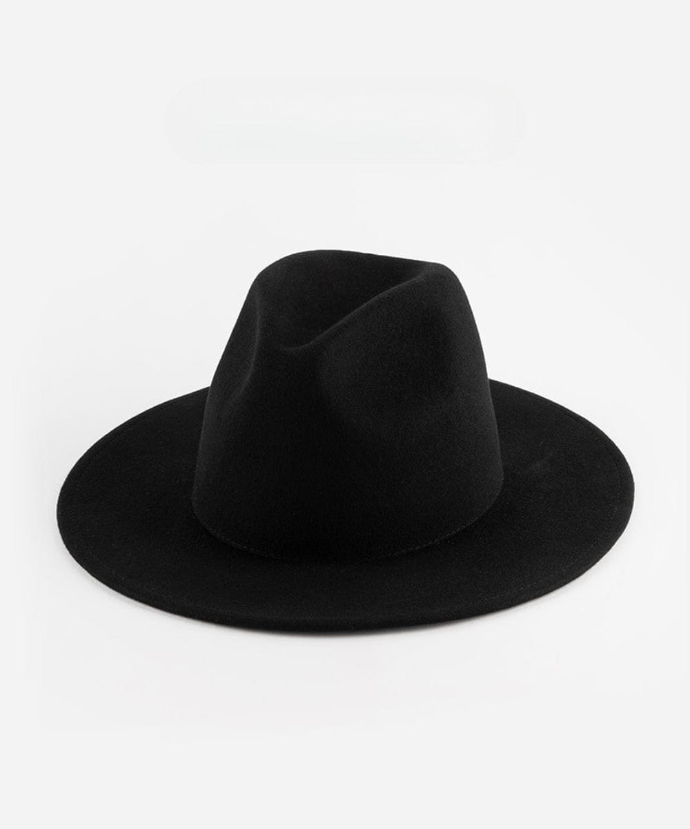 A black fedora hat on a plain background #color_black