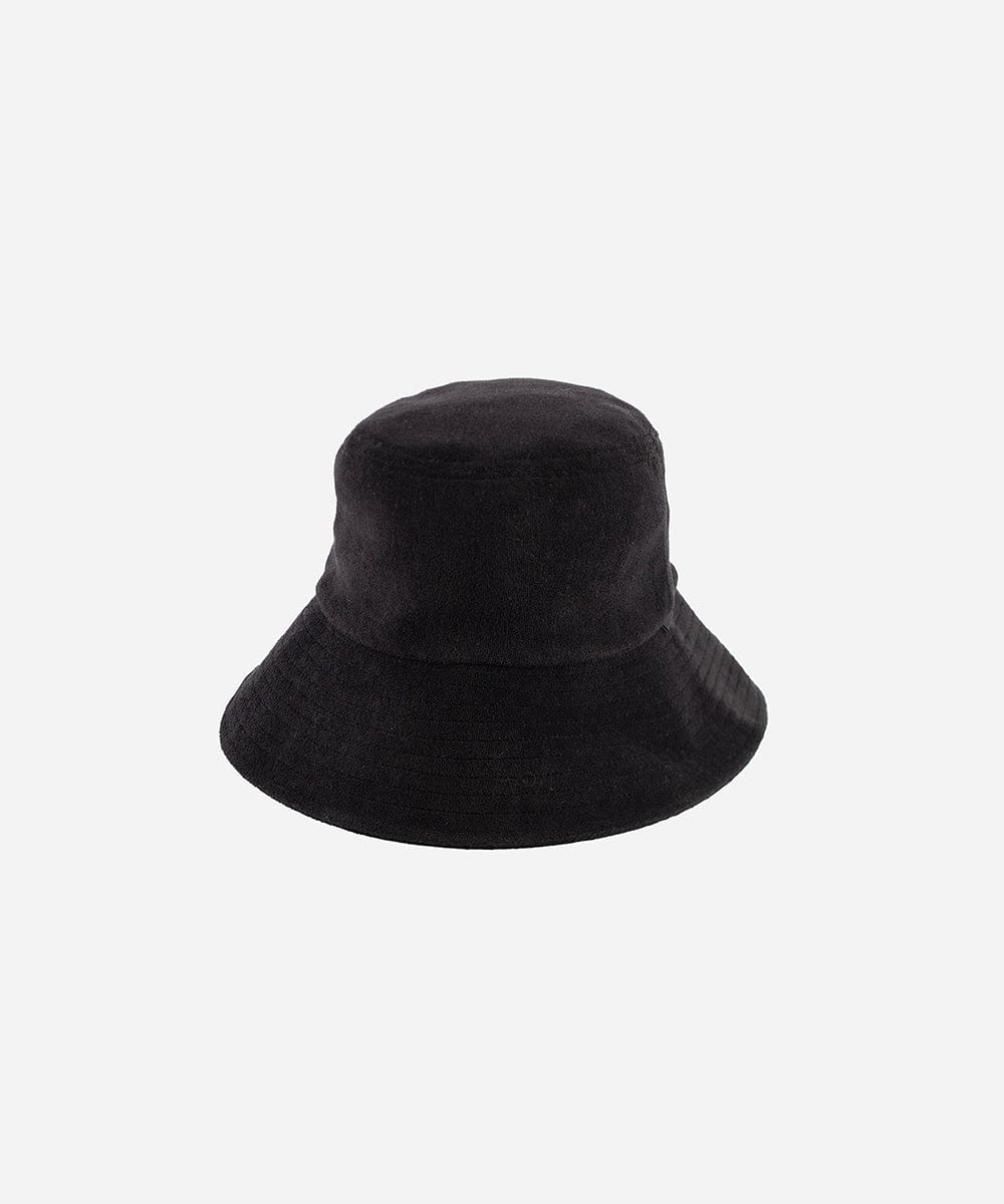 A black bucket hat on a plain background #color_black