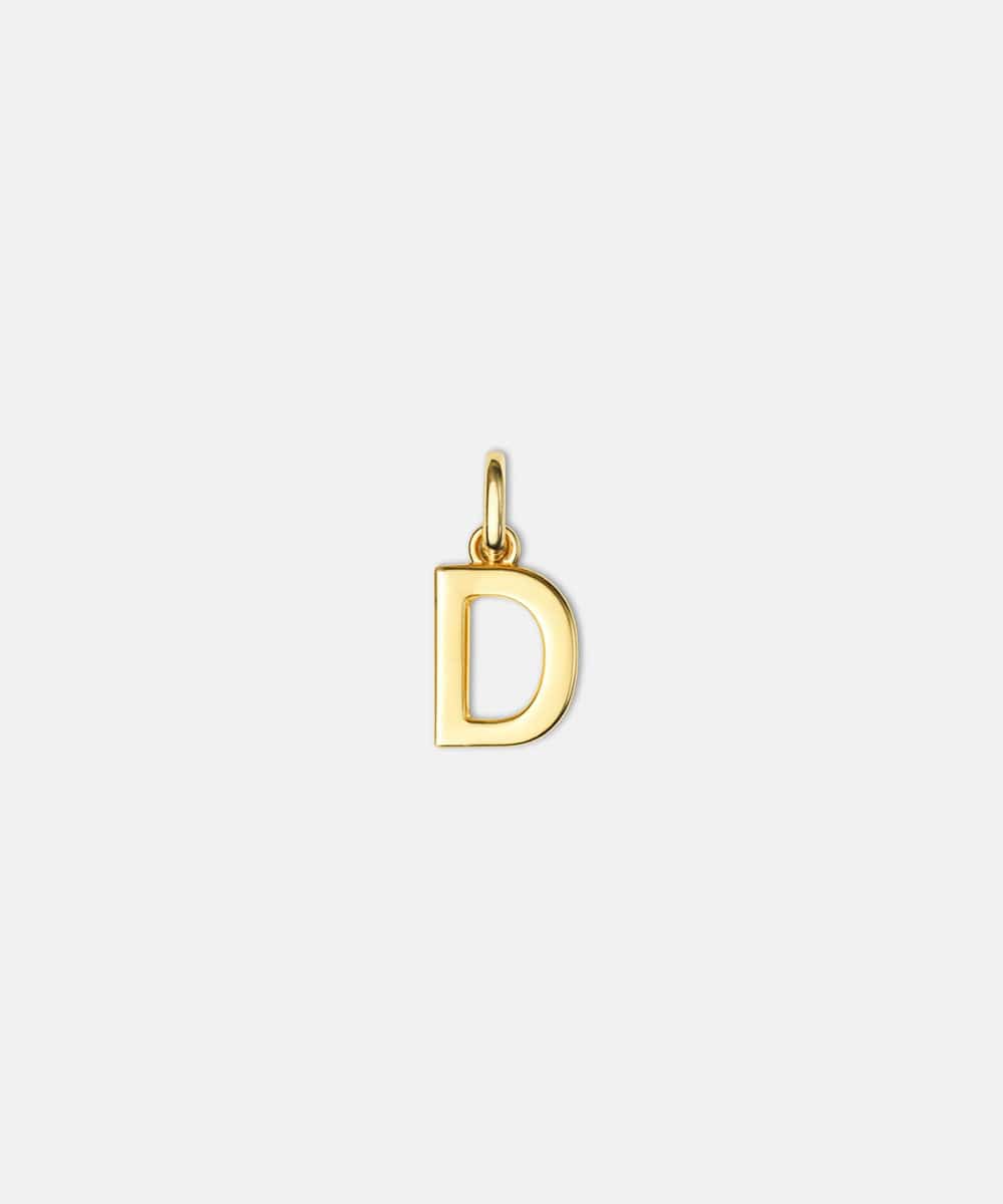 Gold letter 'D' hat charm on a white background #color_gold