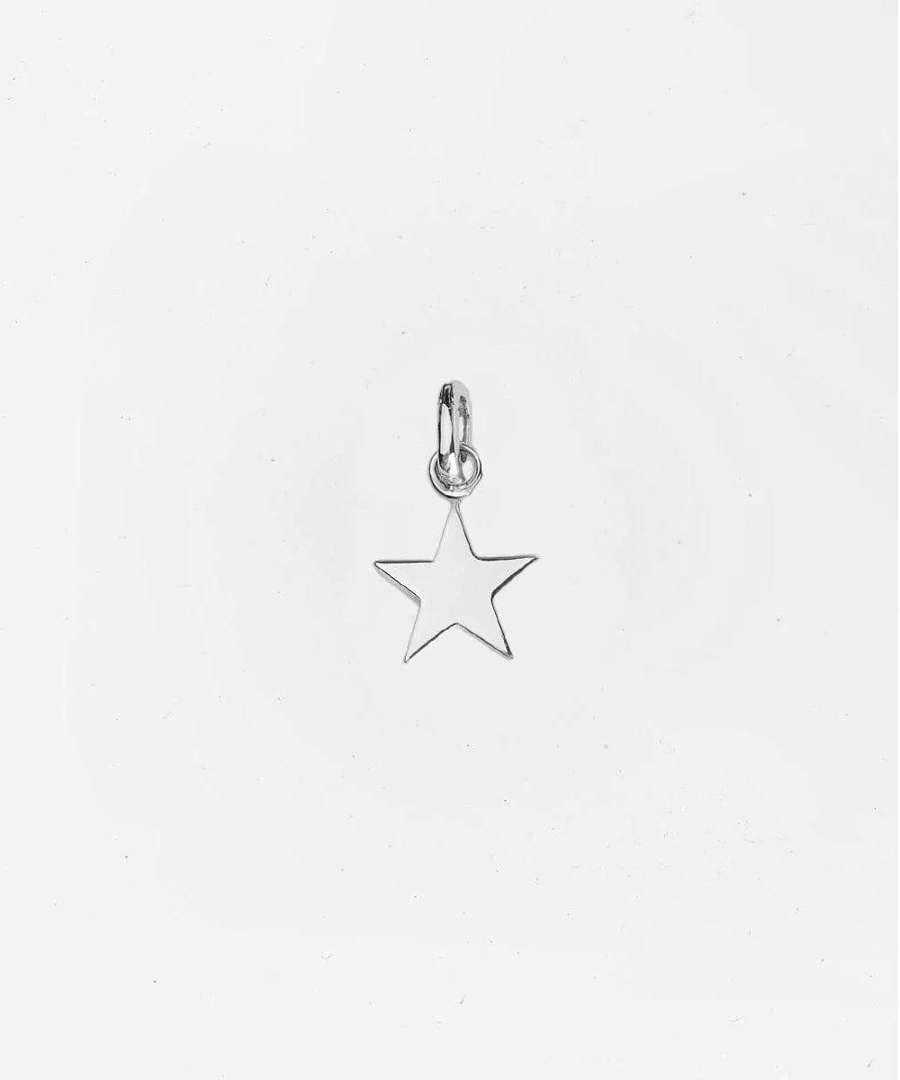 Silver star-shaped pendant hat charm on a light gray background #color_silver