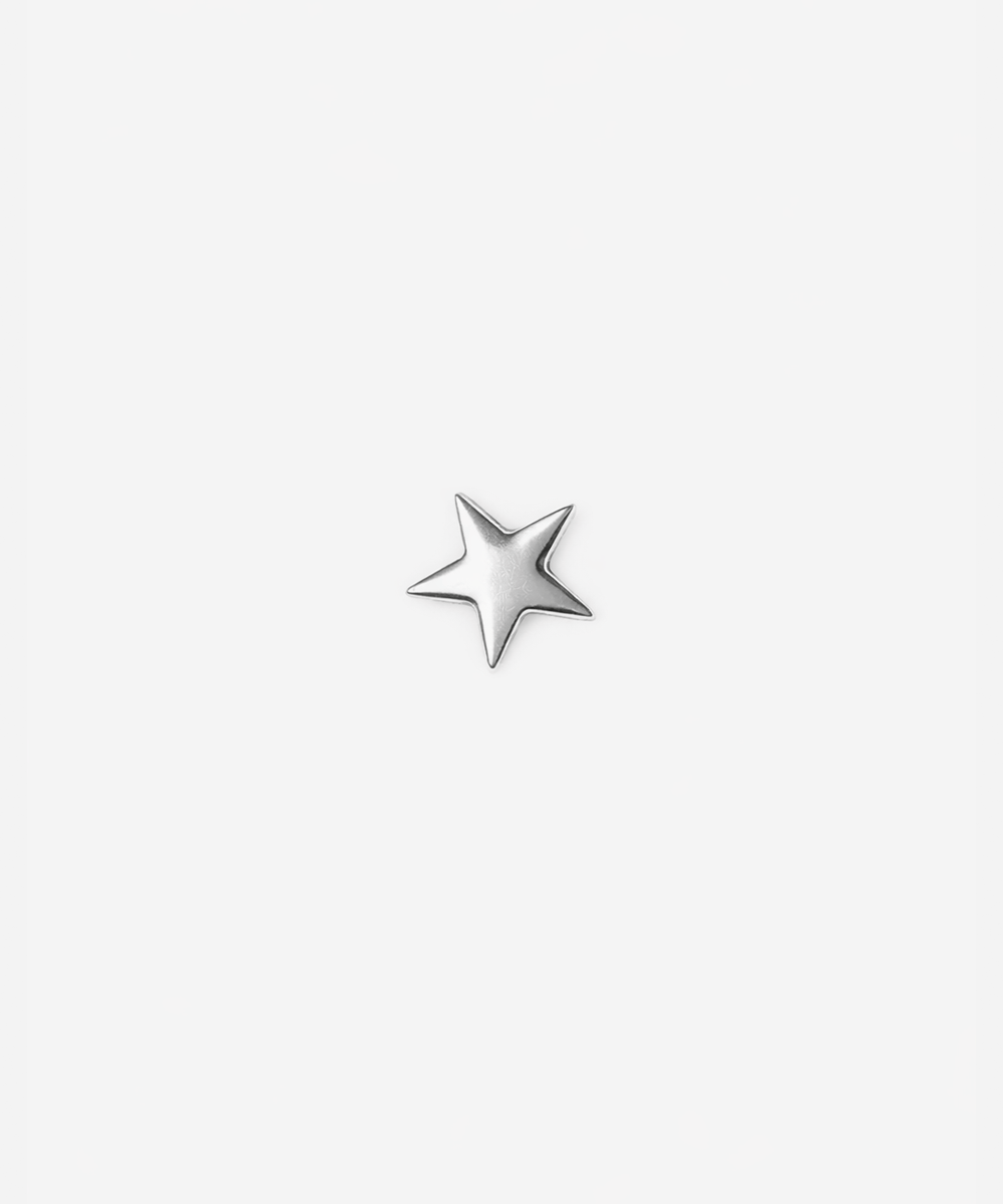 Silver star-shaped hat pin on a white background #color_silver