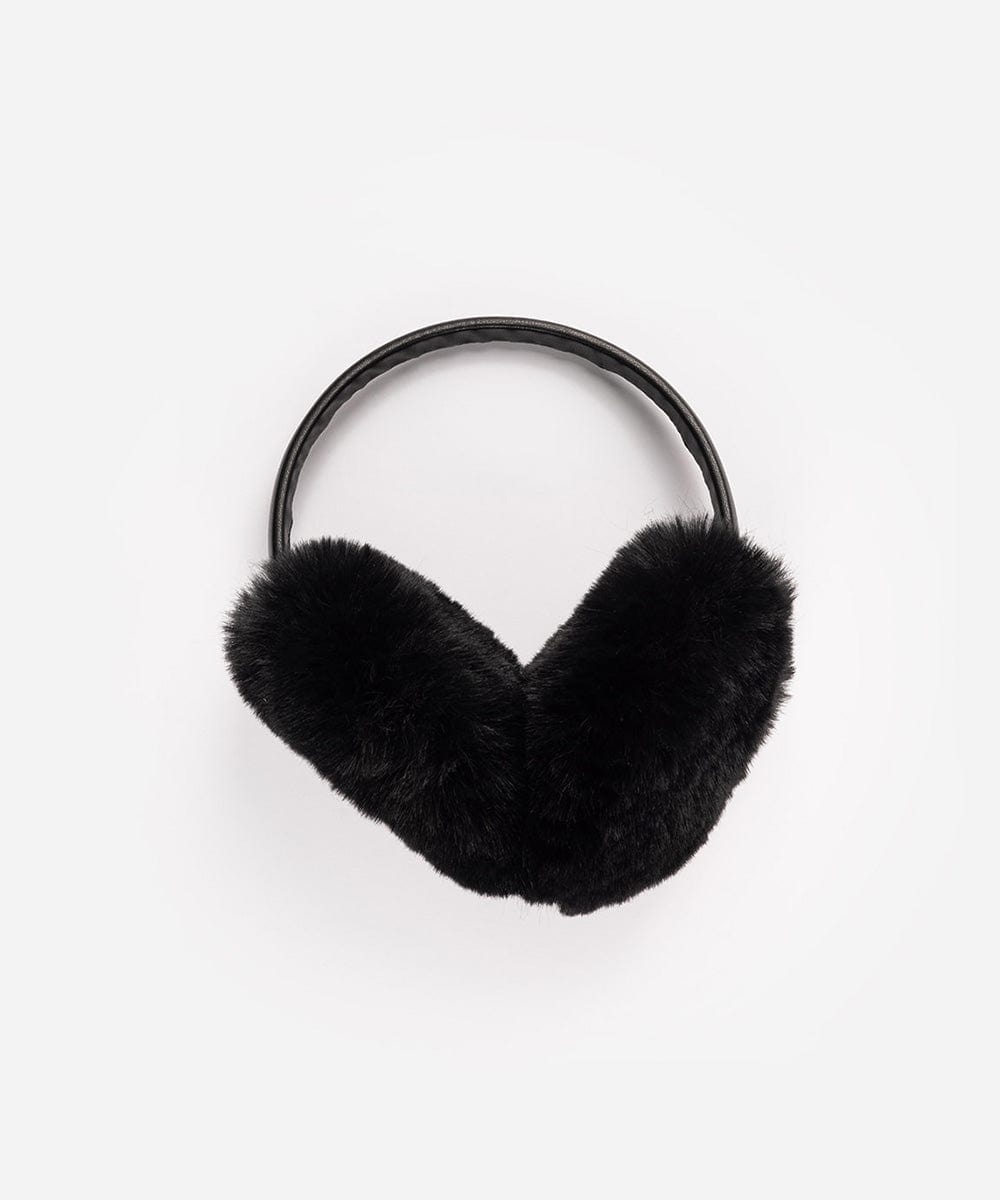 Black fur ear muffs on a white background #color_black