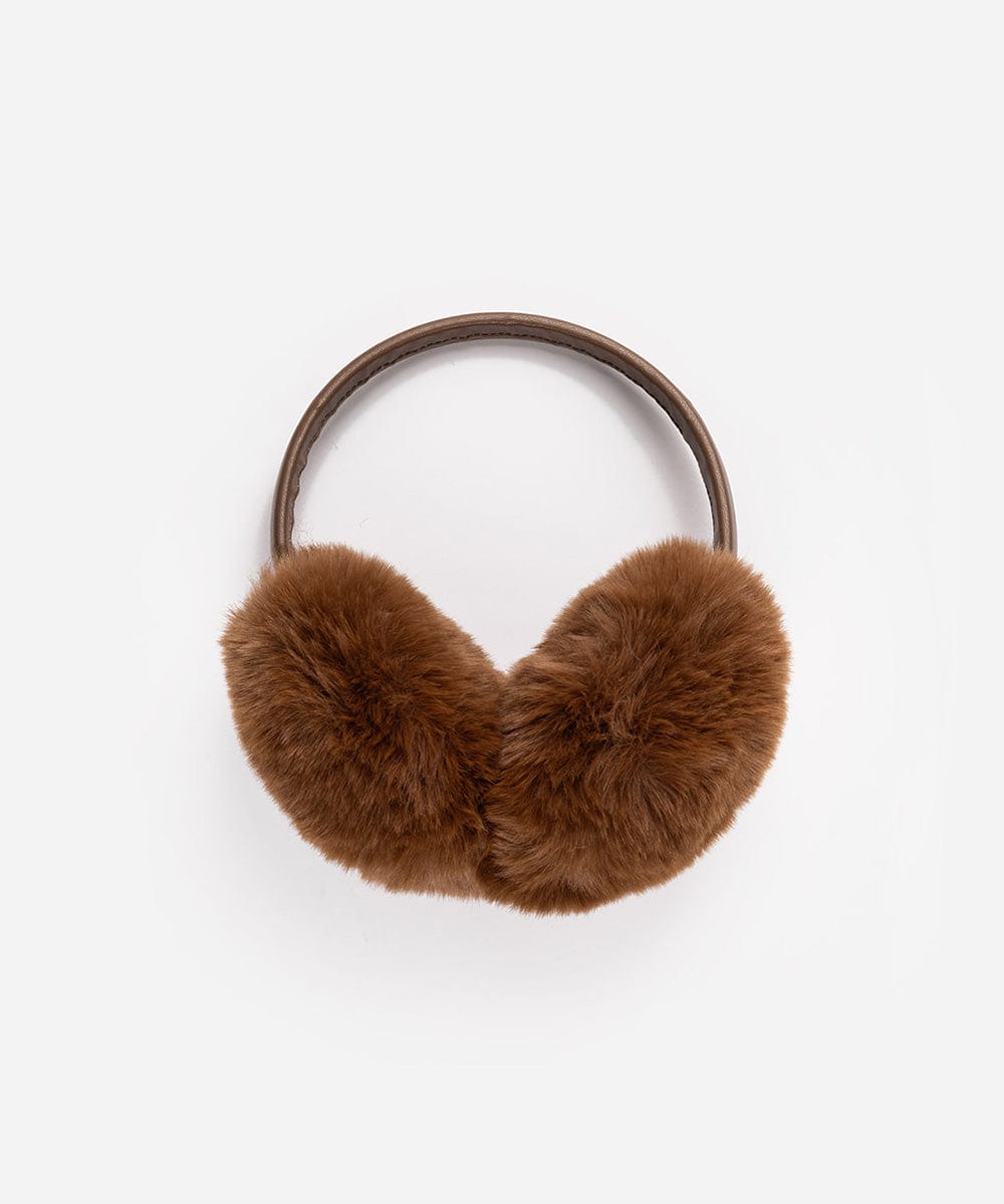 Brown fur ear muffs on a white background #color_brown