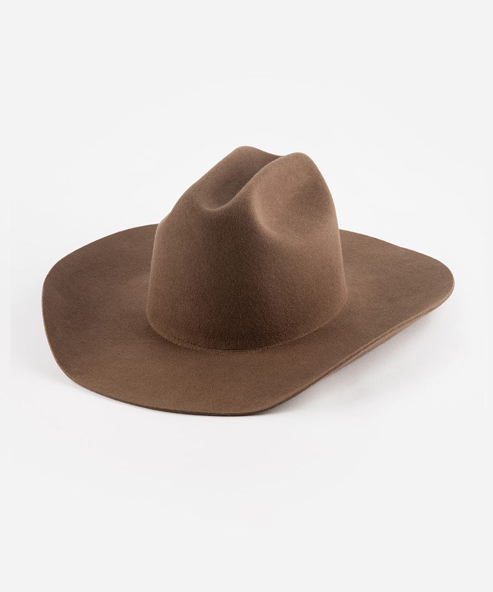 A chocolate colored cowboy hat with a wide brim and a true western cattleman crown. #color_chocolate