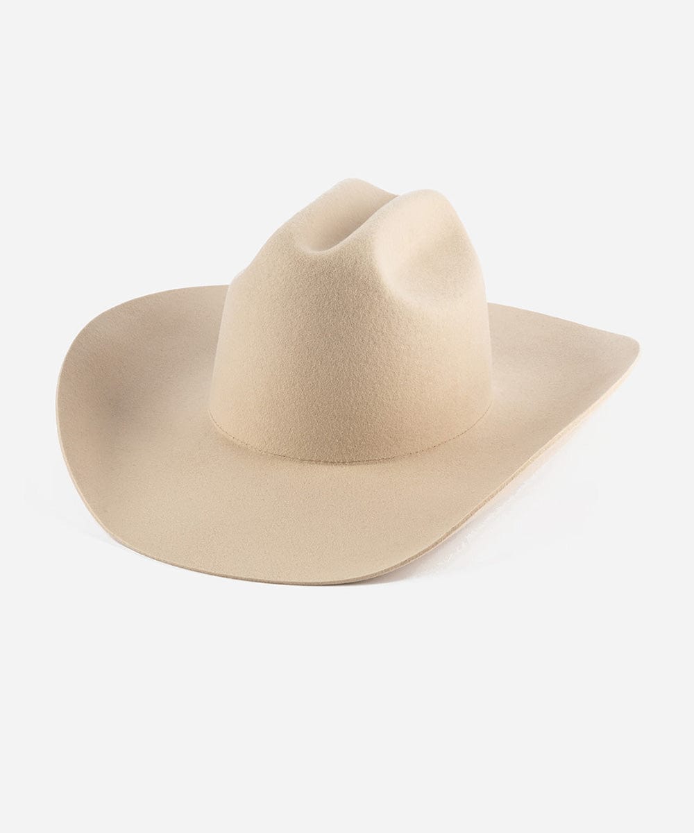 A Cream Teddy Cattleman cowboy hat with a wide brim and a true western cattleman crown. #color_cream