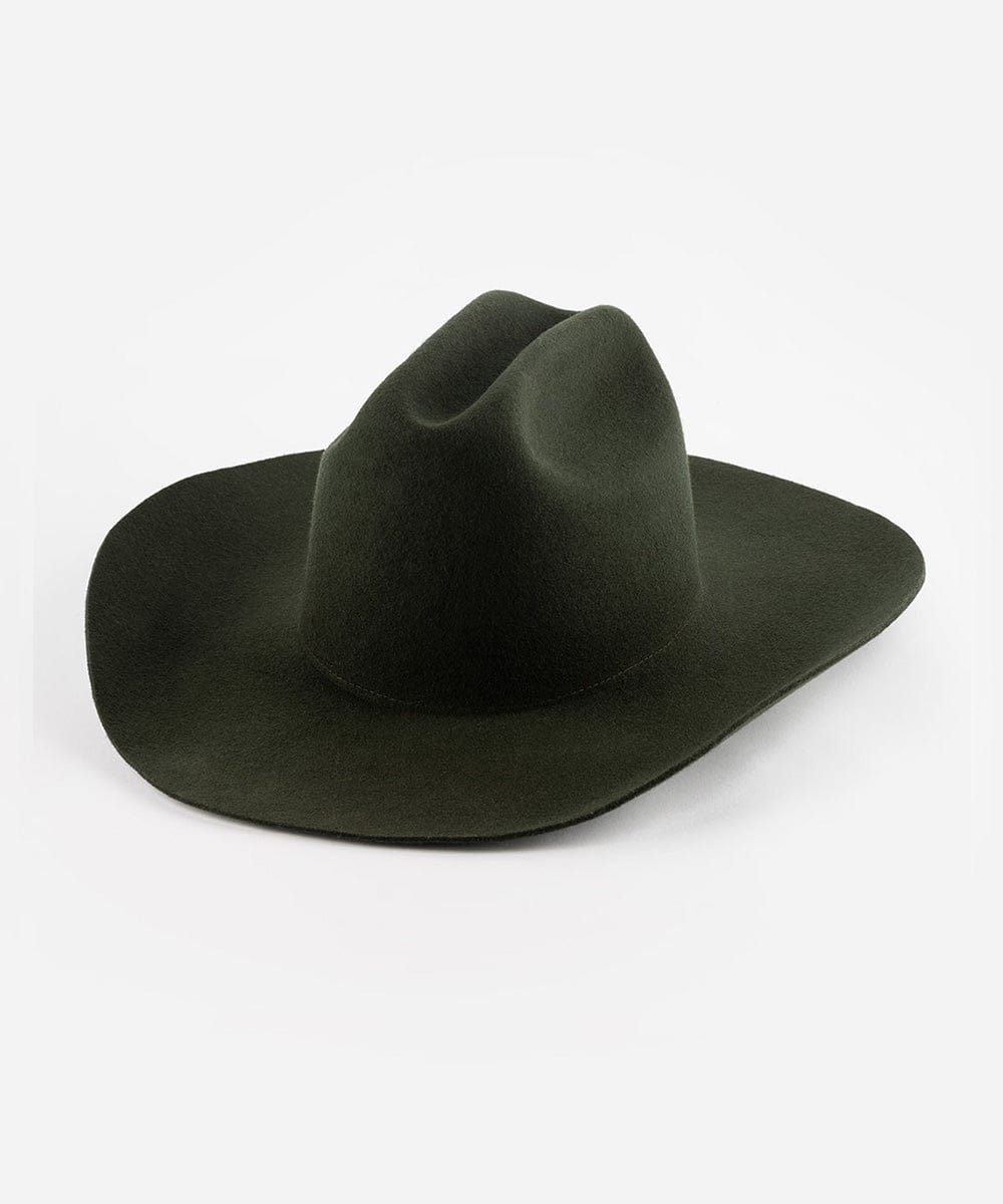 A Dark Green Teddy Cattleman cowboy hat with a wide brim and a true western cattleman crown. #color_dark green
