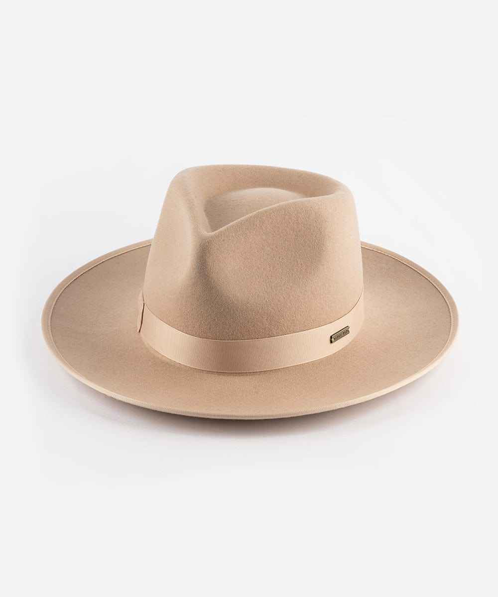 Nude fedora hat with a wide brim on a white background #color_nude