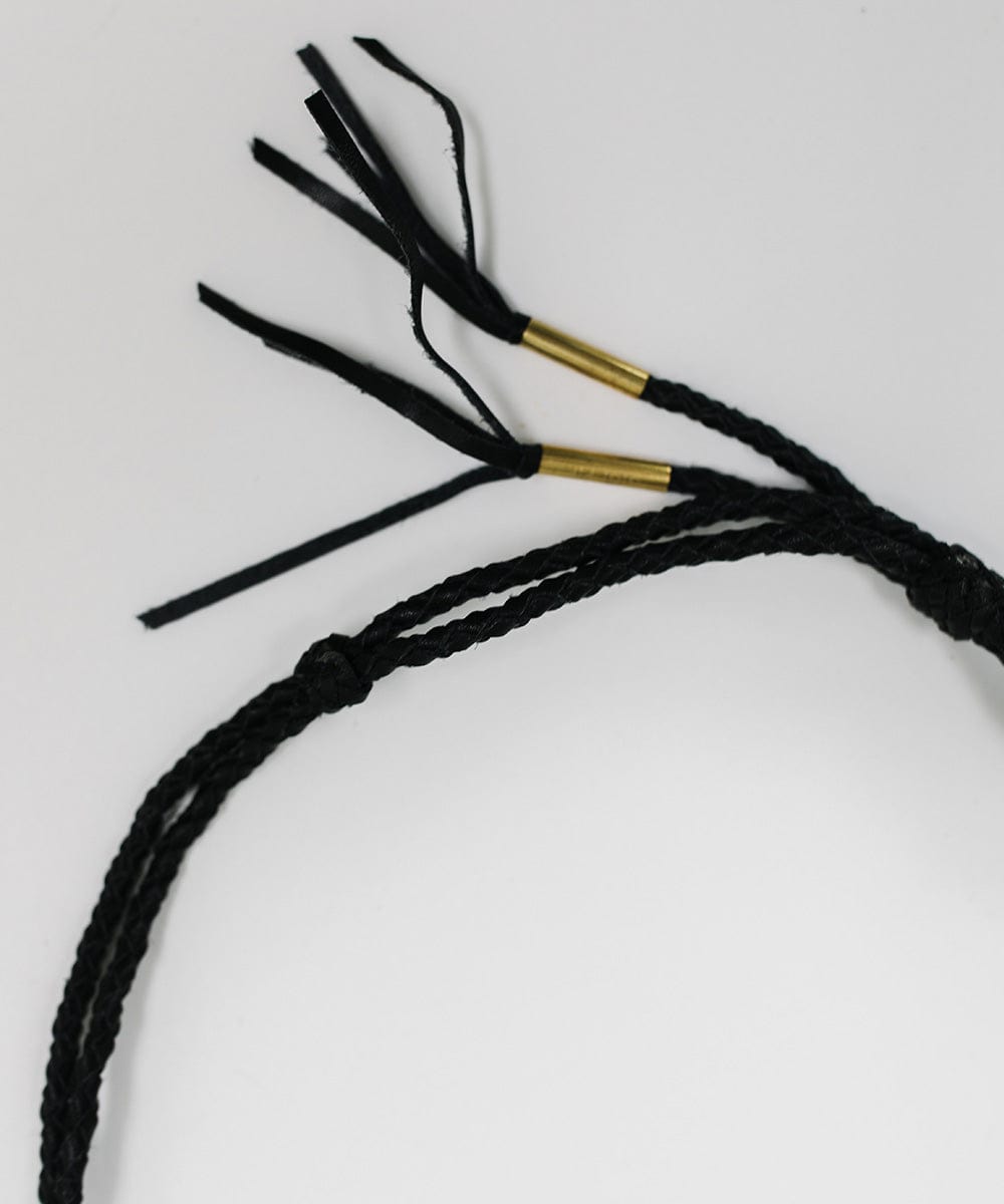 A Black Lasso Braided Leather Hat Band on a plain background #color_black