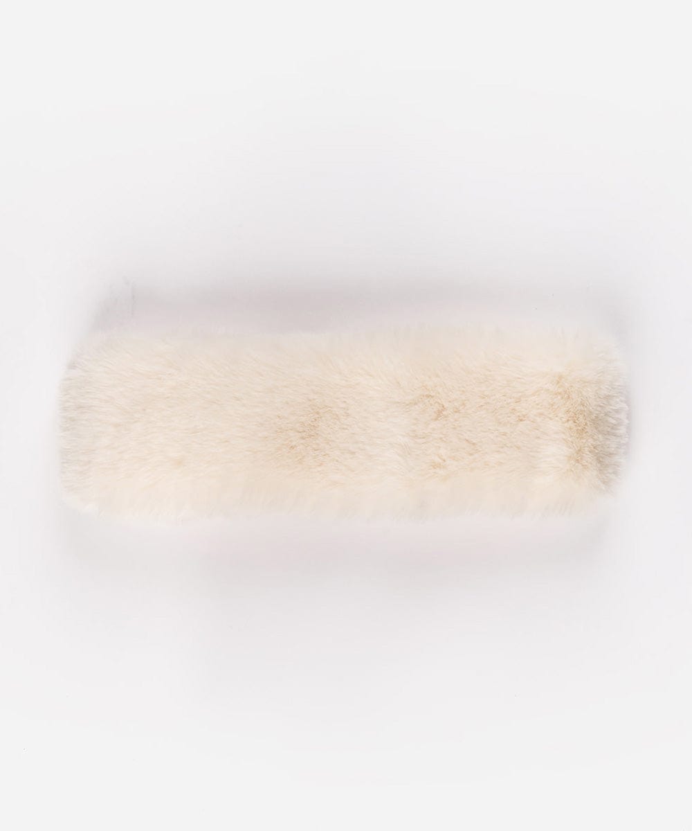 A winter white colored fur headband on a white background #color_winter white