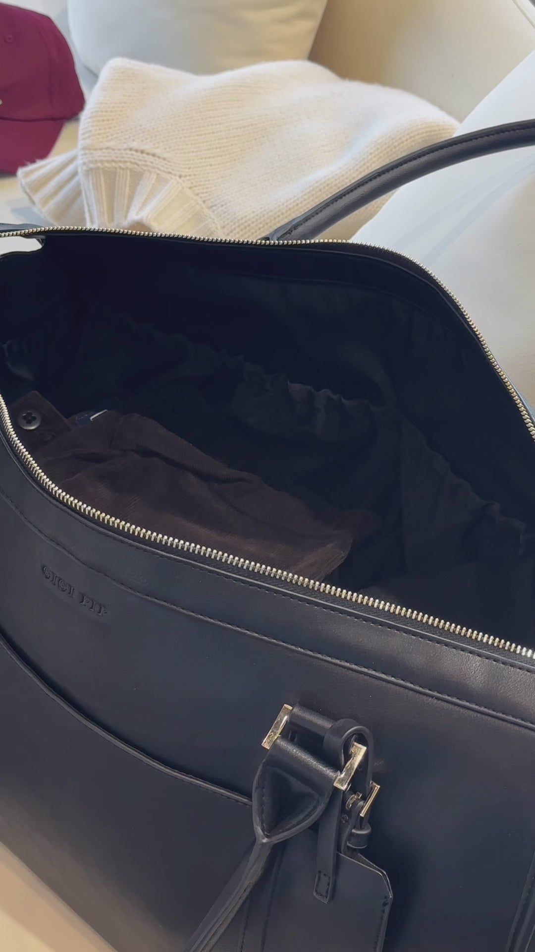 Atlas Weekender | Vegan Leather Hospital Bag - GIGI PIP #color_black