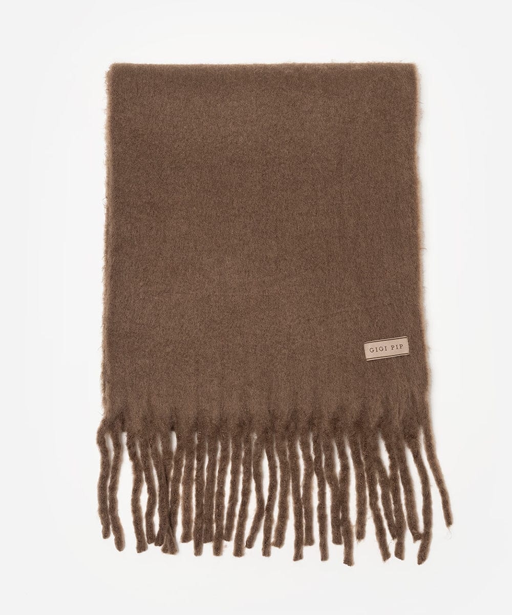 Brown scarf with fringes on a white background #color_brown