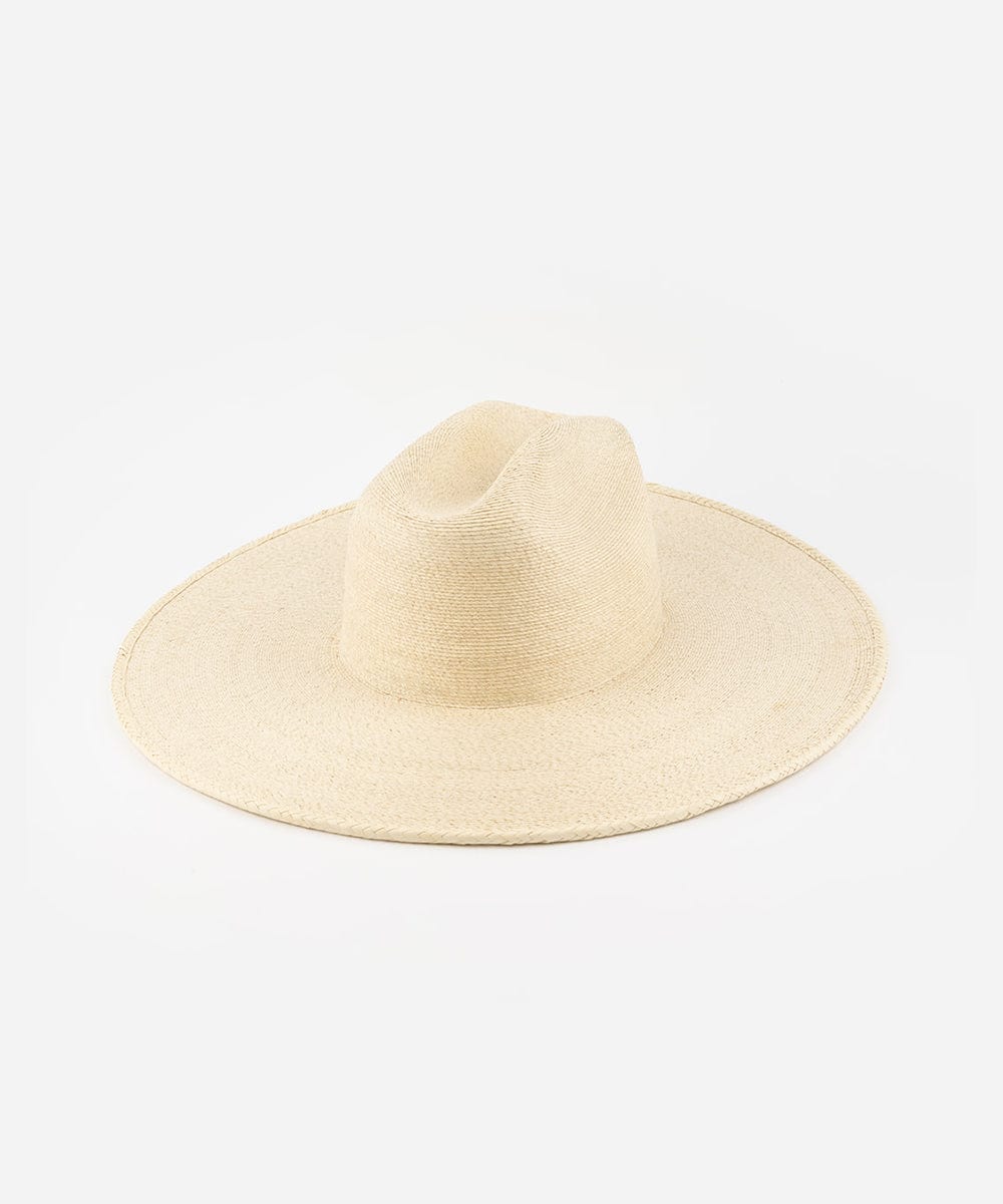 A natural colored western wide brim straw hat with a structured crown on a plain background #color_natural