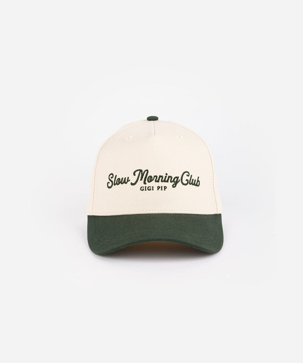 Truckers Slow Morning Club Trucker Hat Cream - Dark Green #color_cream - dark green