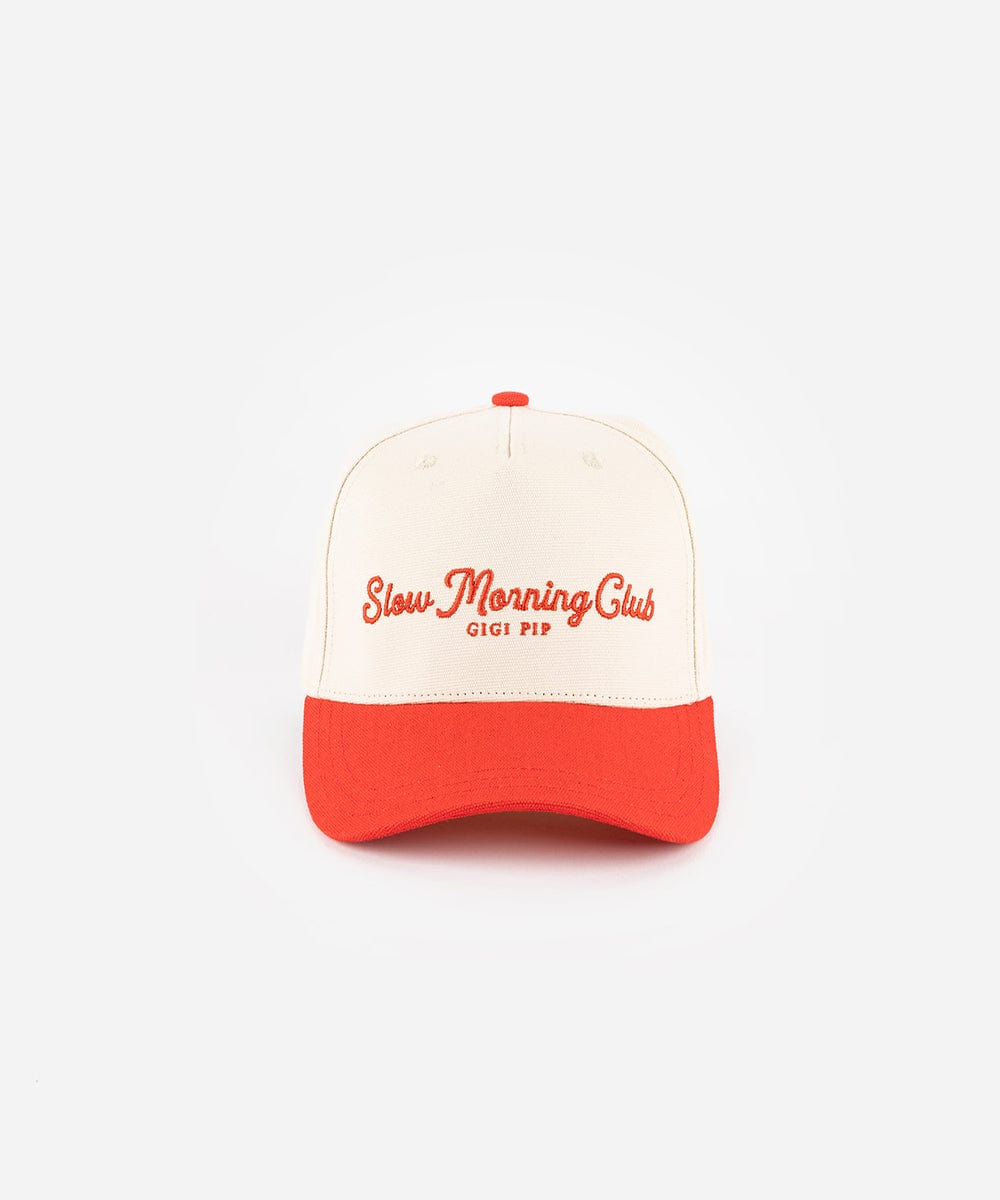 Truckers Slow Morning Club Trucker Hat Cream - Red #color_cream - red