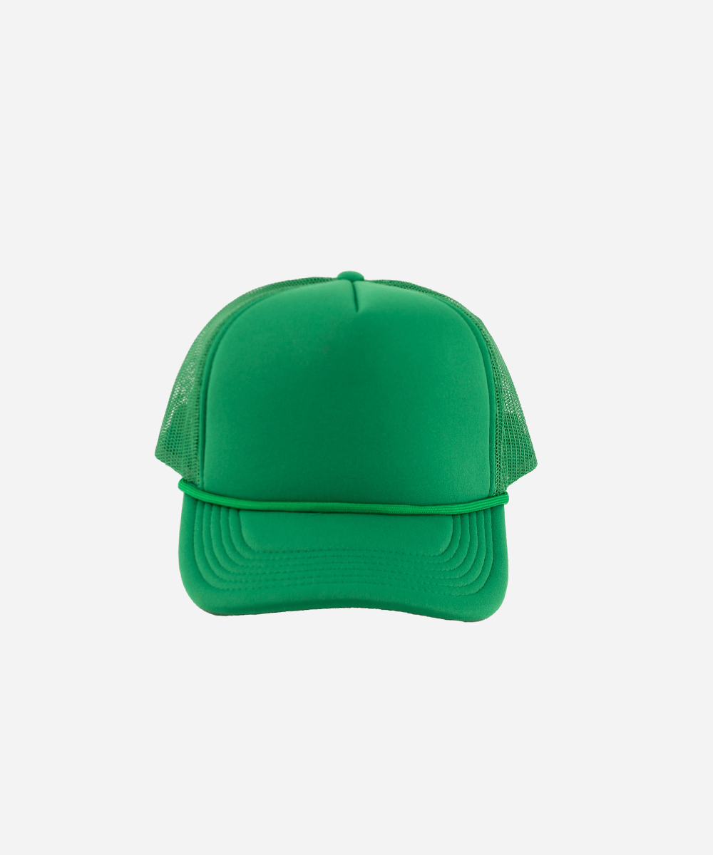 A trucker cap with mesh back on a white background #color_green