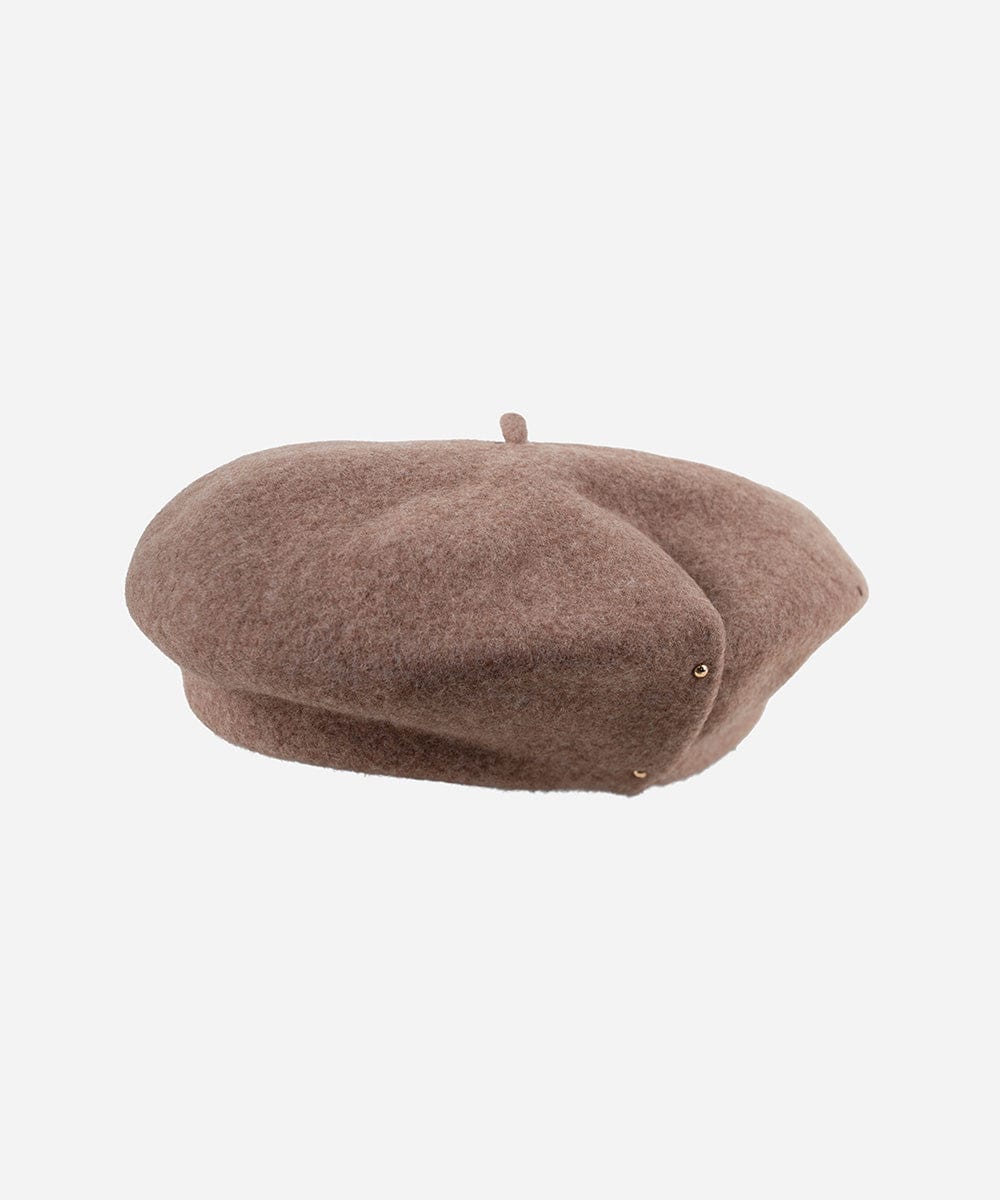 A camel colored beret on a white background #color_camel