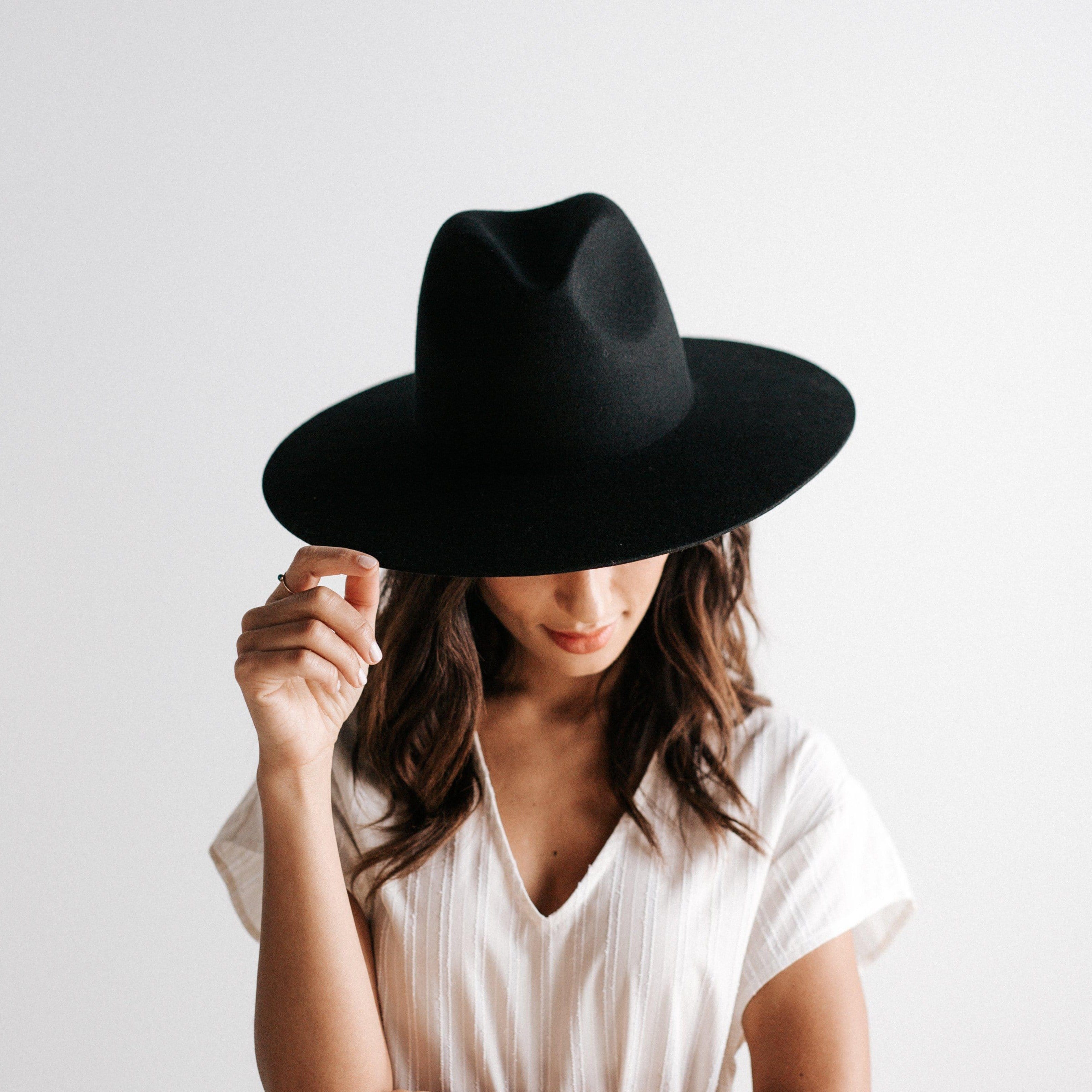 Scottie Wide Brim Fedora - Black BLEMISHED - GIGI PIP