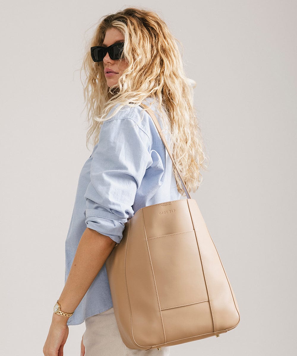Dia Everyday Leather Tote Bag - GIGI PIP #color_tan