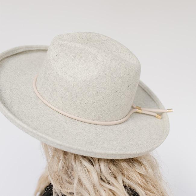 Gigi Pip hat bands + trims for women's hats - Cara Loren Bolo Band - 100% genuine vegan leather adjustable rope band featuring gold metal hardware [brown]