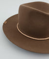 Gigi Pip hat bands + trims for womens hats - hand died clay beaded hat band featuring a gold plated metal enclosure [Tan]