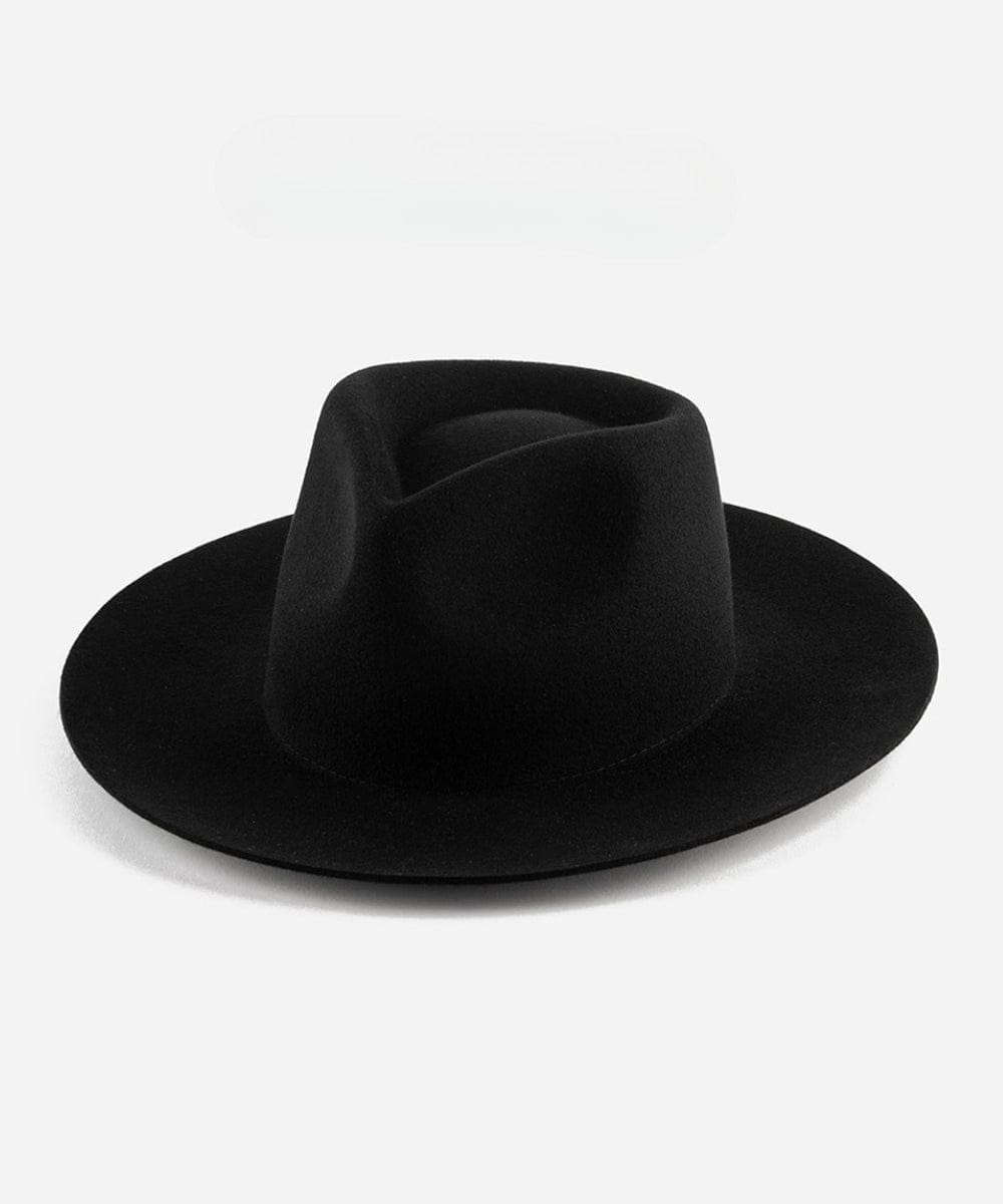 A black fedora hat on a white background #color_black
