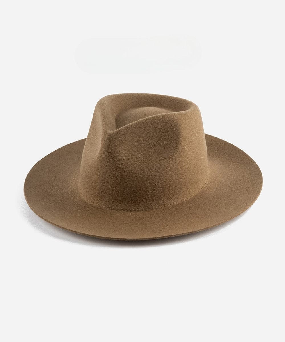 A brown fedora hat on a white background #color_brown