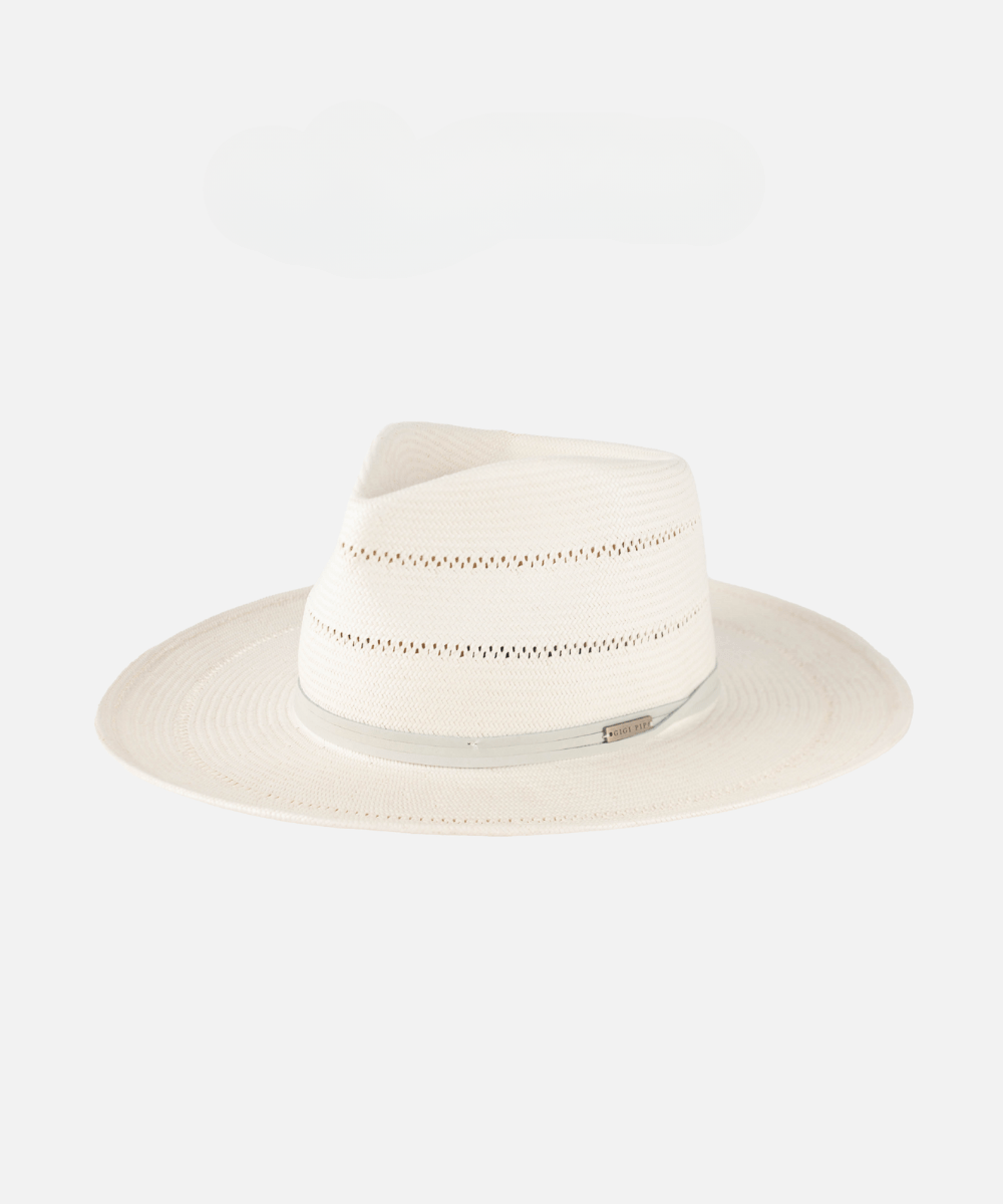 Arlo Grey Band - Straw Teardrop Fedora - BLEMISHED - GIGI PIP