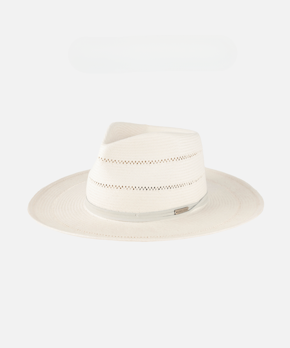 Arlo Grey Band - Straw Teardrop Fedora - BLEMISHED - GIGI PIP