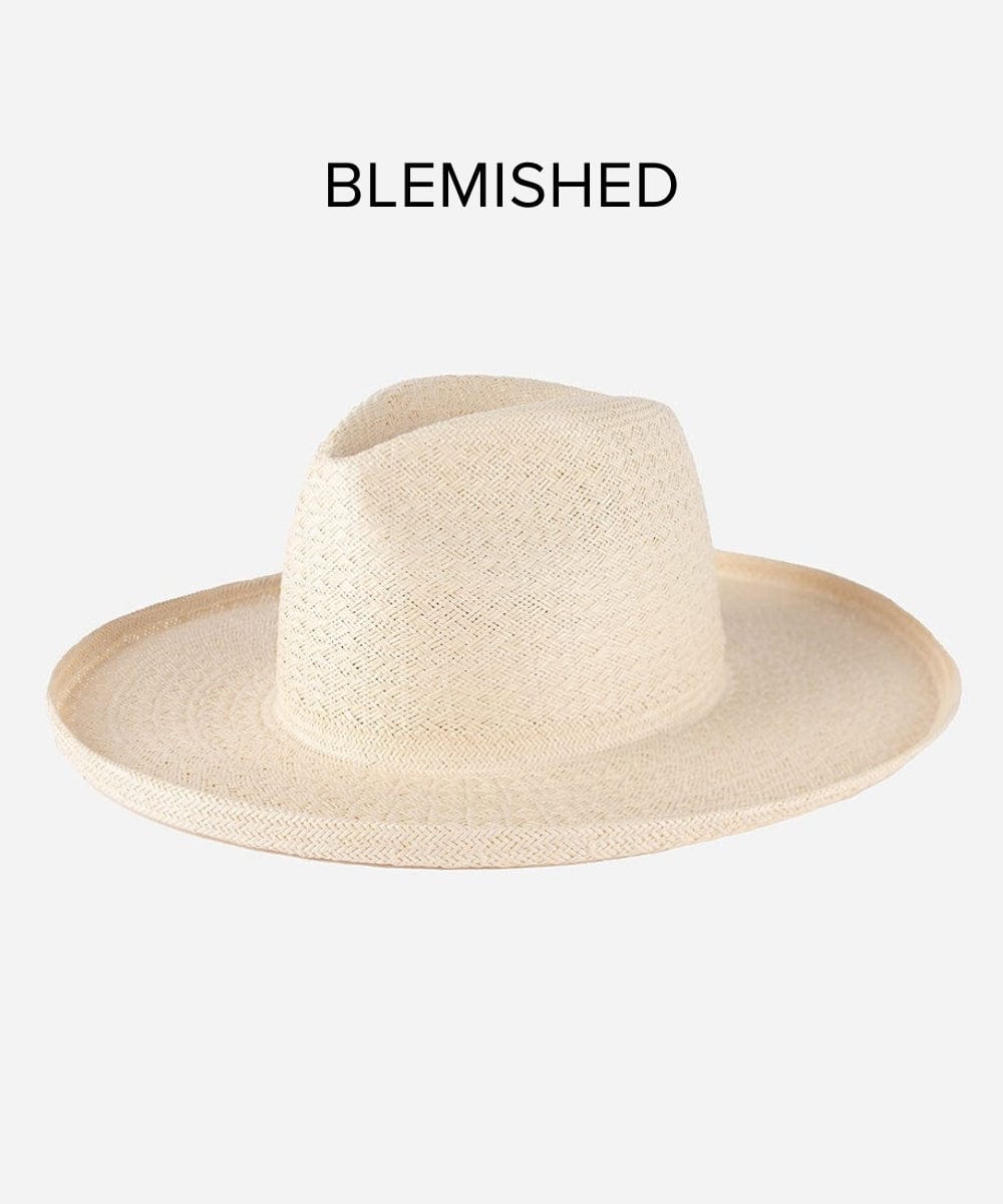 Blemished Straw Cara Loren Straw Hat - White BLEMISHED White / XS 55