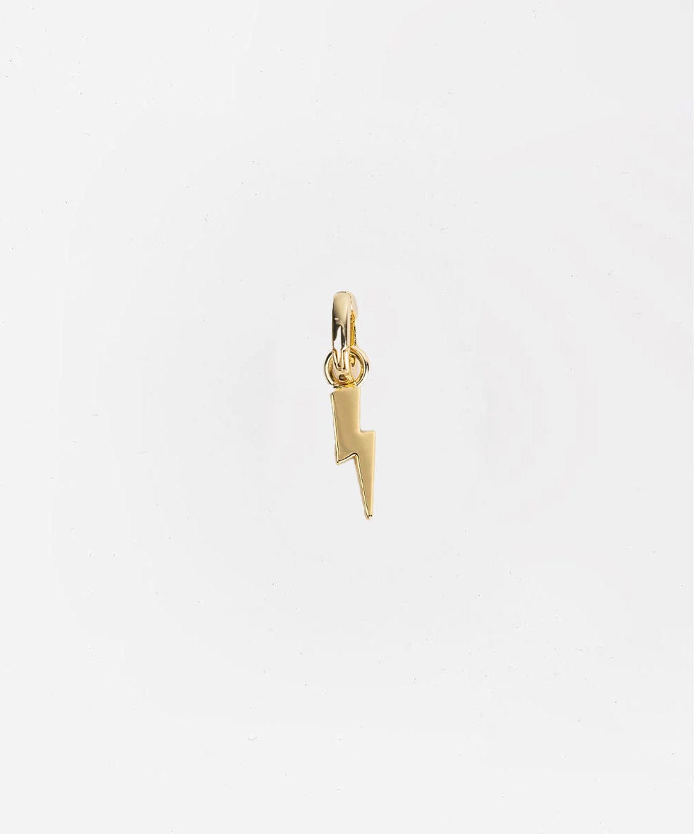 Gold lightning bolt hat charm on a white background #color_gold