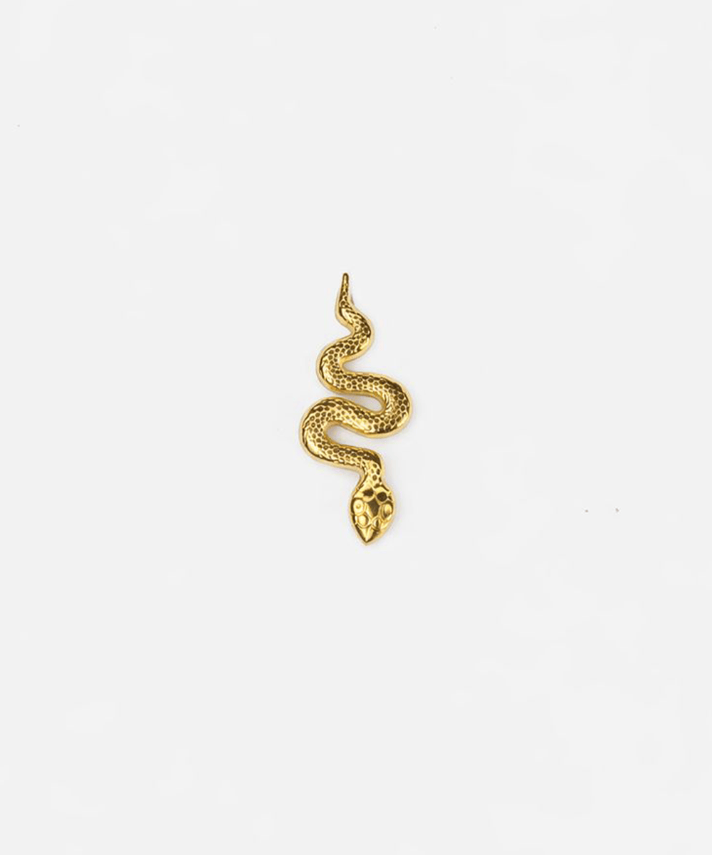 Gold snake-shaped hat pin on a white background #color_gold