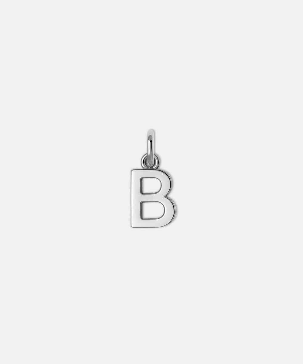 Silver letter 'B' hat charm on a white background #color_silver