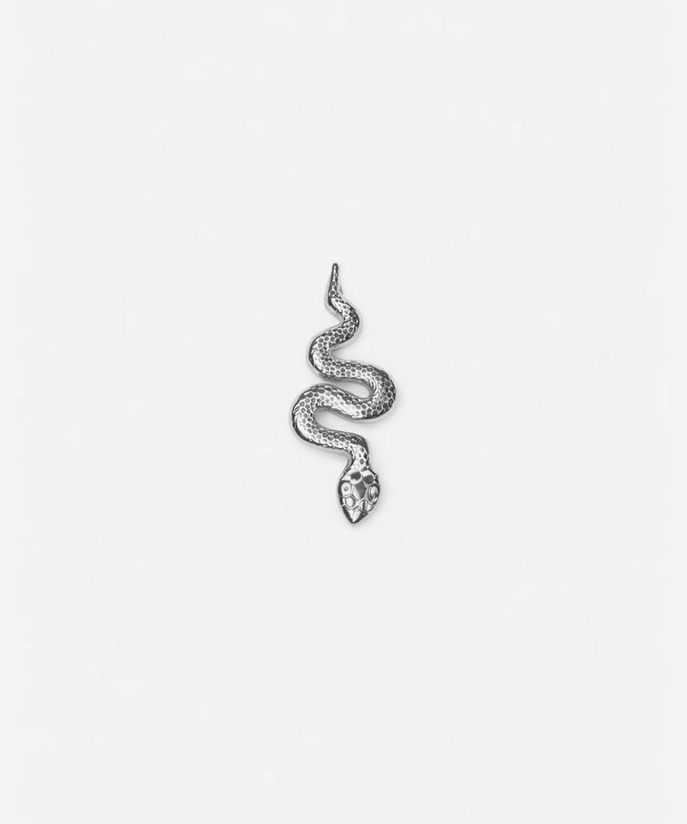 Silver snake-shaped hat pin on a white background #color_silver