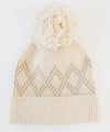 GIgi Pip beanies for women - Elio Pom Beanie - a retro inspired classic knit pom beanie featuring a retro diamond pattern [cream]