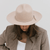 Gigi Pip felt hats for women - Camille Campaign Crown - 100% australian wool campaign crown with a medium stiff flat brim featuring a brushed brass Gigi Pip pass through bar pin [black]