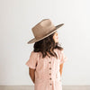 Gigi Pip felt hats for kids - Monroe Kids Rancher - fedora teardrop crown with stiff, upturned brim adorned with a tonal grosgrain band on the crown and brim [oatmeal]