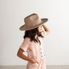 Gigi Pip felt hats for kids - Monroe Kids Rancher - fedora teardrop crown with stiff, upturned brim adorned with a tonal grosgrain band on the crown and brim [oatmeal]