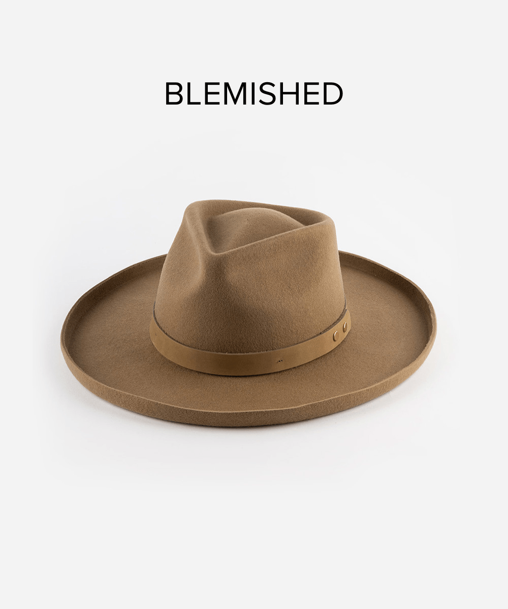 Felt Hats Luca Pencil Brim Teardrop Fedora - Tan BLEMISHED 55 XS / Tan