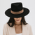 Gigi Pip felt hats for women - Miller Fedora - teardrop fedora with tall front crown and a structured flat brim [black-black]