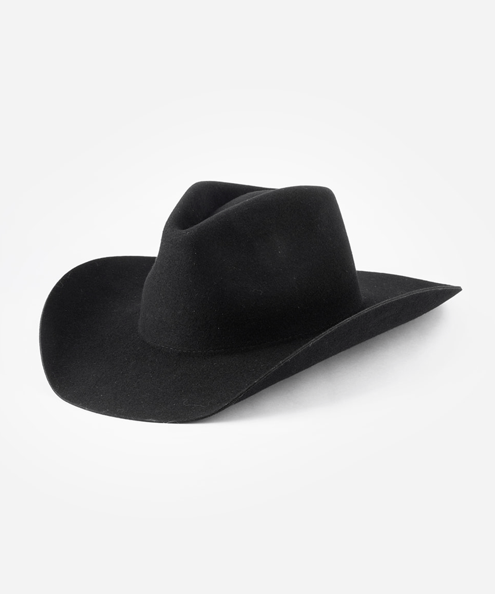 Black cowboy hat agains a white background #color_black