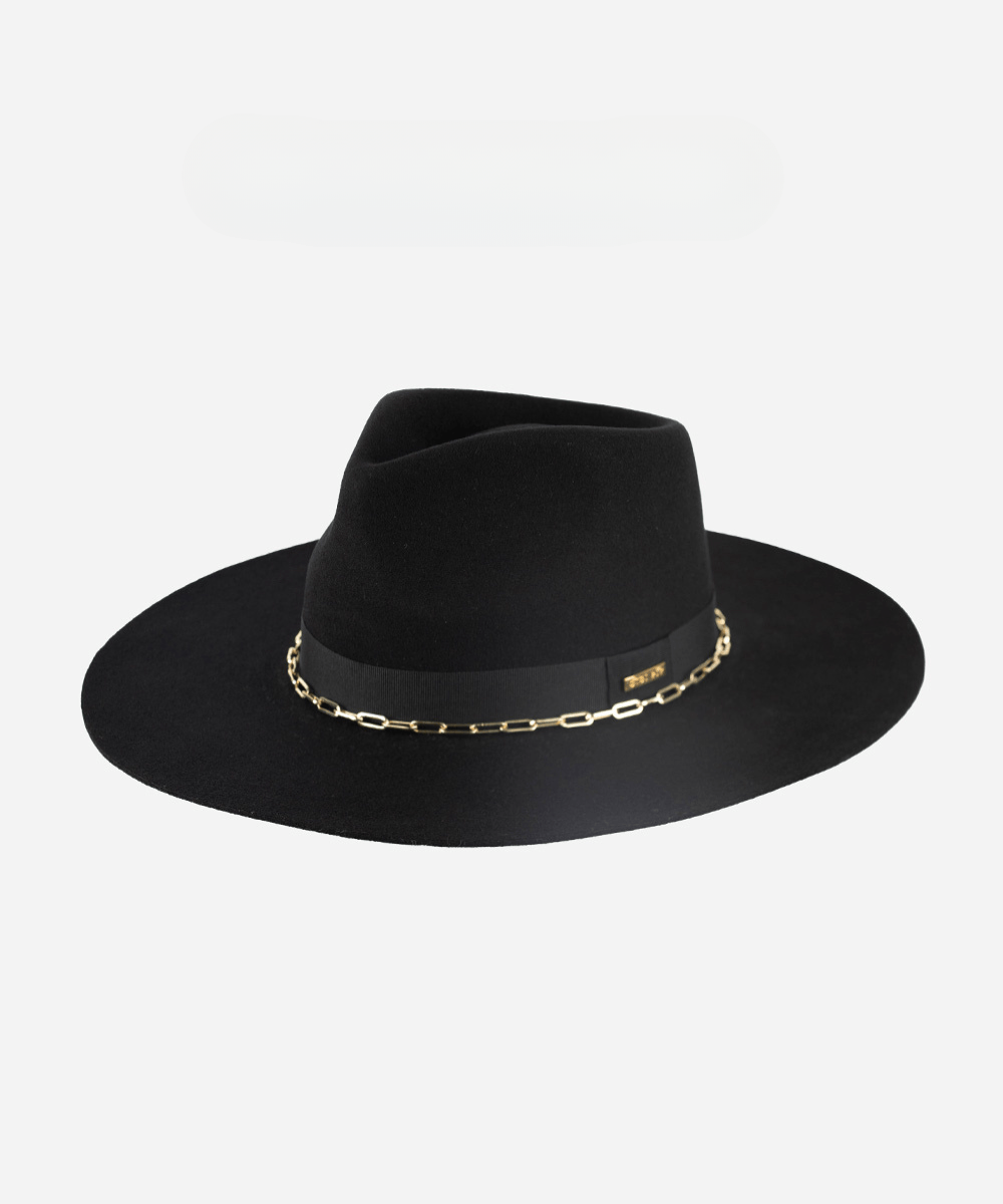 Raine Wide Brim Fedora - Black BLEMISHED - GIGI PIP