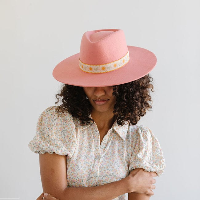 Gigi Pip felt hats for women - Dakota Triangle Crown - stiff, flat wide brim [light green]