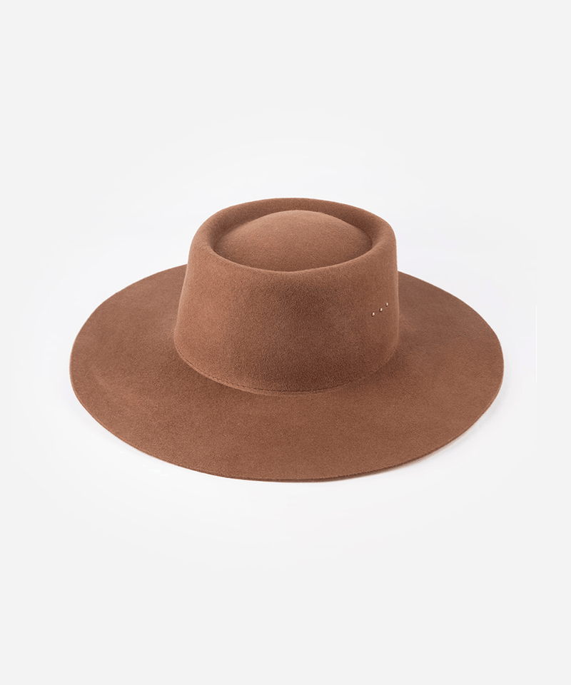 Brown boater hat on a plain background #color_dark oak